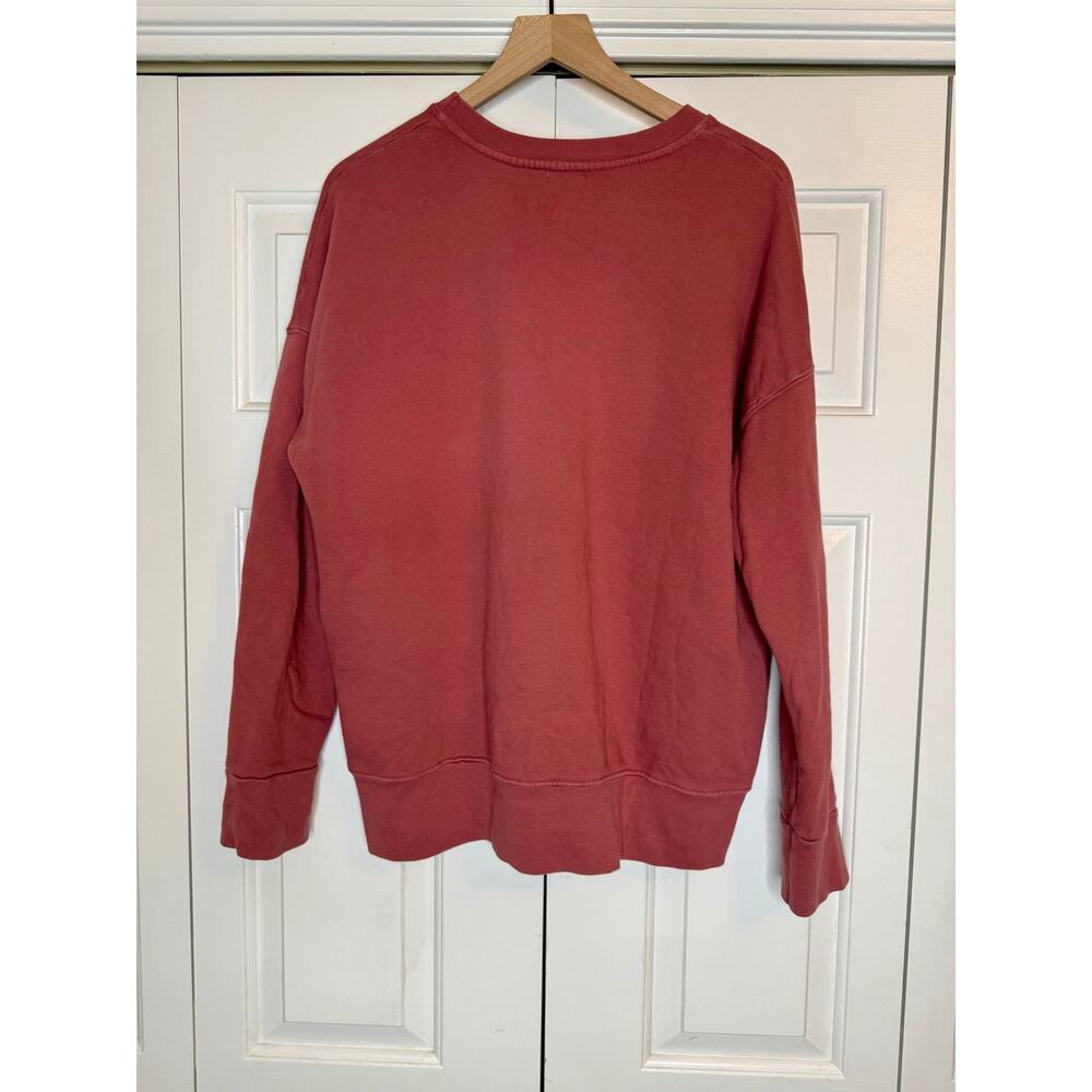SUNDRY Women's 3 L Grateful Varsity Crewneck Popover Graphic Sweater Mauve Pink - Picture 9 of 12